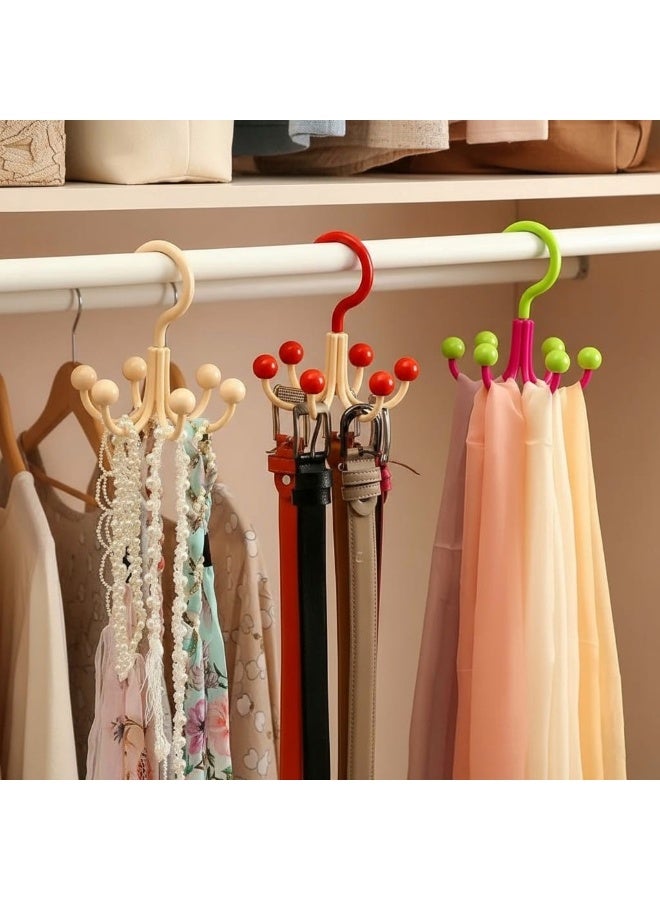 علاقة ملابس دوارة متينة بستة خطافات للأوشحة والملابس الداخلية والإكسسوارات، قابلة للدوران 360 درجة، مناسبة للخزائن ودواليب الملابس - Image 1